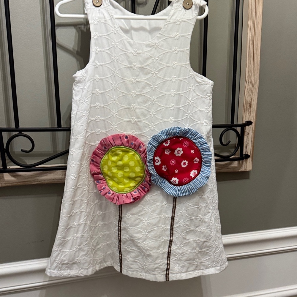 Adorable White Kids Dress with Floral Accents 6 Easter
